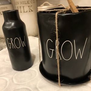 Rae Dunn black GROW mug planter/vase bundle